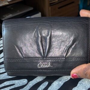 Coach Black Leather Folded Wallet